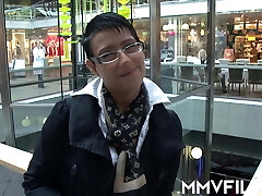 Brief haired milf in glasses fucking