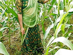Desi Indian sister-in-law liked Jiju's dark-hued big cock in the corn field and got poked