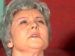 Granny spins her eyes because a big beefstick is stuck in her ass