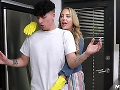 Sexy Busty Blonde MILF Harper Hill Succumbs To Her Irresistible Wish To Try Her Son's Cock