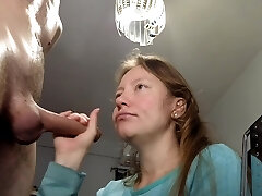 Blowjob With Spunk On Face With Cum In Face