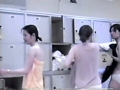 Locker bedroom filled with gorgeous naked oriental charms