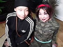 NDNgirls #12 - "_Happy Hour"_ Dual suck off from 2 Cree Native American Indian teen 18yo lesbians with big tits who wanna try their first big black knob on NDNgirls native yankee porn site