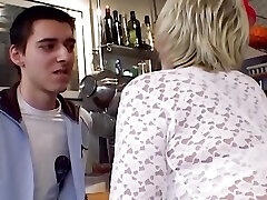 An old German granny gets her tight fuck-holes smashed