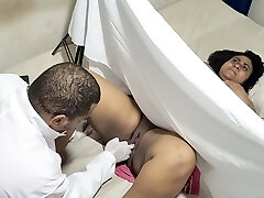 Ultra-kinky clandestine gynecologist attends to his patient and cums in her vag