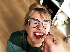 Whorish family! Stepfather Massively poured semen on my face. Deep facehole