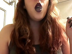 Sexy Chubby Goth Teen Smoking Red Ass-plug Tip 100 Cigarette in Purple Lipstick