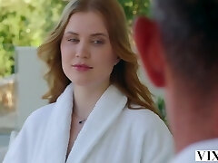 Red haired seductress Angelina enjoys a full body massage and sultry sex