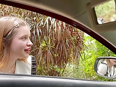 Petite schoolgirl asked me for a ride so I pounded her in the car