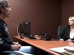 Carola wearing lingerie moans while being fucked by her boss