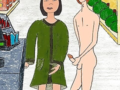 Buck flashes Miss Wong horny Asian granny at the supermarket