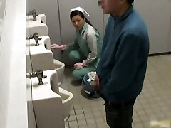 Asian female is cleaning the wrong public