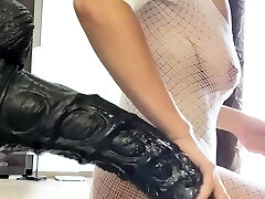 Slamming Giant Mutant Faux-cock Deep in Her Ass