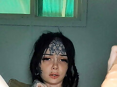 Super creamy wet tight goth vag