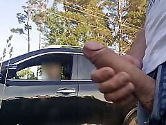 I pull out my fuck-stick on a beach area. This young doll who drives from this beach, looks perplexed by what she sees !! She want look how i cum