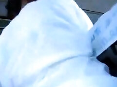 Weird boy and his japanese girl on a bus having sex