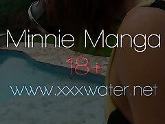 Ardent slender scuba diver Minnie Manga is fingerfucked underwater