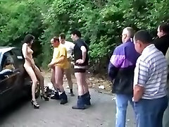 Young Melania gang ravage in auto parking