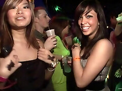 Drunk damsels, dance, flash and get insatiable at a hot party