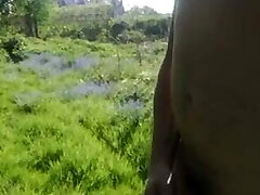 Ambling and cumming outdoors