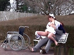 Naughty Asian nurse enjoys steaming outdoor sex