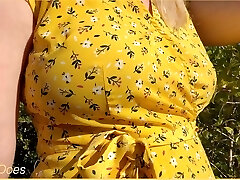 Wifey heads out in a cute summer sundress braless and looks amazing with her blondie hair.