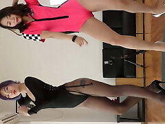 Dance in pantyhose and high-heeled slippers 15