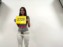 Cute busty Czech brunette Lucie came to casting to become a porn star