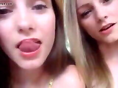 Scorching Blonde Sisters Playng With Spit