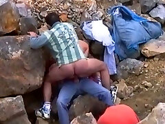 Extra crazy slut with big tits engages in FMM threesome