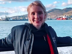 Blonde Public Blowjob Dick and Jizz Swallow at the Lighthouse