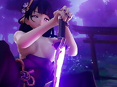 Genshin Influence Compilation Raiden Shogun Baal and Sarah Tears Up Aether in a Glory Hole - DrAgk 3D Animation