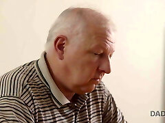 DADDY4K. Dad and young lady hot intercourse in bed culminates with..