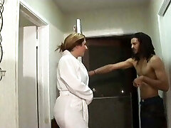 Ebony dude loves to bend over this thick white slut and fuck her raw cunt