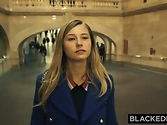 Slim blonde ravaged by enormous black cock