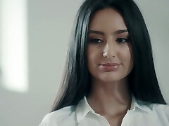 Killer long haired secretary Eliza Ibarra rides firm cock on top