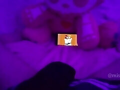 Japan schoolgirl caught touching her cherry pussy watching Hentai uncensored and big squirt