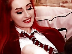 Skinny British Redhead Gets Fucked And Drinks Cum In Her Uniform