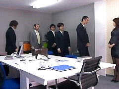 Wonderful Asian diva yelling while her gash is gangbanged hardcore in office
