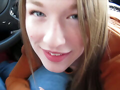 Pretty chick with dirty mind Gemma Minx gives head in van