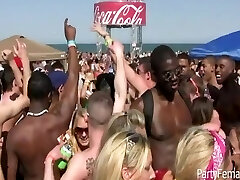 Guys and Girls Do Beer Bong At Celebration