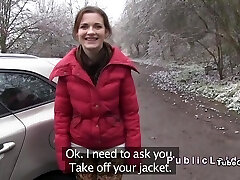 Czech amateur babe banged in public in the car