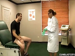 Naughty doctor with pierced nipples pleasures her patient's wood