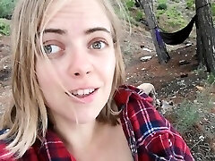 Risky pussy play and creamy cum in the camp near the cliff! Can you stand the intensity of storm?