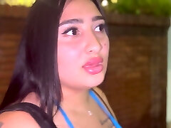 Inked Latina BBW offers to ravage her in public - POV