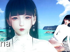 AI Shoujo Japanese beauty Aria in realistic 3D animated 69 fuckfest UNCENSORED