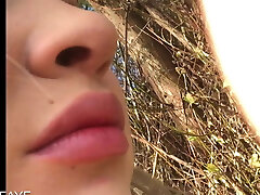 shy lady has a great time outdoors