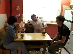Russian swingers play disrobe poker.