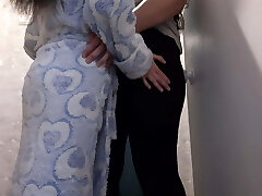 While my stepmom was in the other guest room my girl licked my poon