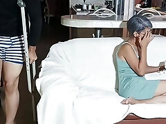 When daddy is not there I penetrate my stepmother's whore and she guzzles my cum